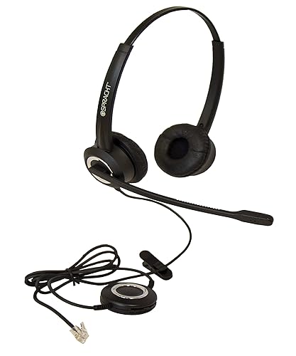 Spracht Zum RJ9 Dual Ear Headset with Noise Canceling Microphone for Desk Phones | Compatible with Desk Phones | Not for Computers, Smartphones | Wired Headphones with Microphone for Home/Office