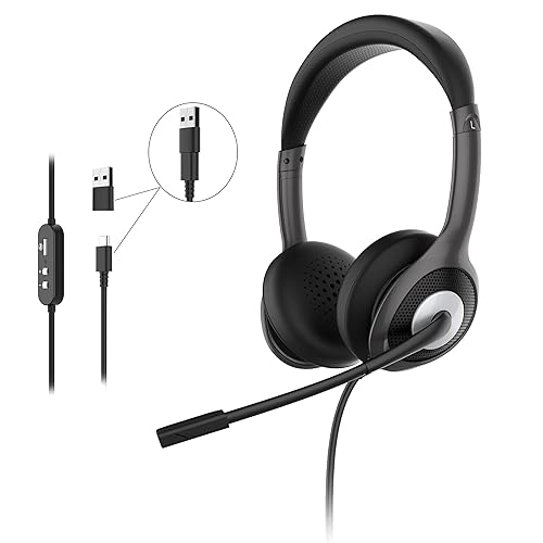 Morpheus 360 Connect USB Stereo Headset with Boom Microphone - Noise Reduction Mic- Protein Leather Ear Cushions - in-Line Volume Controls - Mute Button - Black - HS5600SU