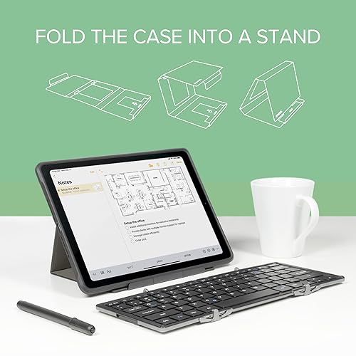 Plugable Foldable Bluetooth Keyboard for iPad, iPhones, Android, and Windows, Full-Size Multi-Device Keyboard, Wireless and Portable with Included Stand (11.5 inches) Upgraded Version of BT-KEY3