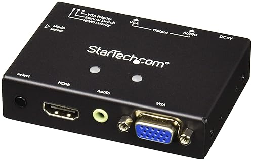 StarTech.com 2x1 VGA Plus HDMI to VGA Converter Switch with Priority Switching, Multi-Format VGA HDMI to VGA with Switching Cable