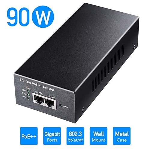 Cudy POE400 90W Gigabit Ultra PoE++ Injector Adapter, Up to 90W Ultra Power Supply, IEEE 802.3af/802.3at/802.3bt Compliant, 10/100/1000Mbps Shielded RJ-45, Plug & Play, Metal housing
