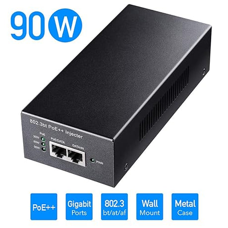 Cudy POE400 90W Gigabit Ultra PoE++ Injector Adapter, Up to 90W Ultra Power Supply, IEEE 802.3af/802.3at/802.3bt Compliant, 10/100/1000Mbps Shielded RJ-45, Plug & Play, Metal housing