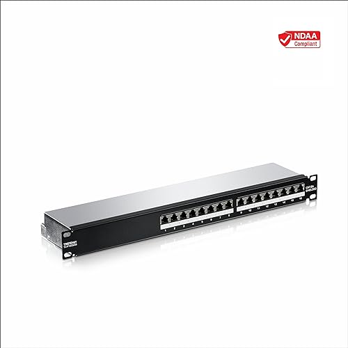 TRENDnet 16-Port Cat6A Shielded Patch Panel, TC-P16C6AS, 1U 19 Metal Housing, 10G Ready, Cat5e/Cat6/Cat6A Ethernet Cable Compatible, Cable Management, Color-coded Labeling for T568A and T568B wiring 16 Port Cat6A