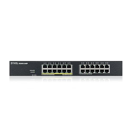 Zyxel 24-Port PoE Gigabit Switch | Smart-Managed | 12x PoE+ Ports @130W | Optional Nebula Cloud | Rackmount [GS1915-24EP] 24-Port | 12x PoE+ 170W