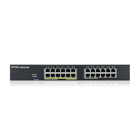 Zyxel 24-Port PoE Gigabit Switch | Smart-Managed | 12x PoE+ Ports @130W | Optional Nebula Cloud | Rackmount [GS1915-24EP] 24-Port | 12x PoE+ 170W