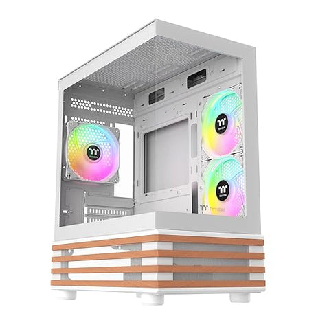 Thermaltake View 170 WS ARGB; Micro Chassis; Bottom Wood Trim; 3x120mm ARGB Lite Fans Included; 340mm GPU Clearance; 160mm Air Cooler Max Height; mATX/mITX; Snow; CA-1Z4-00M6WN-WS