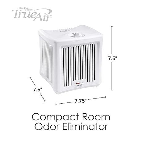 Hamilton Beach TrueAir Room Air Freshener Odor Eliminator with 3 Carbon Filters + Green Mountain Scent Cartridge for Common Household-Tobacco, Pet, Bathroom & Trash, White (04532GM)