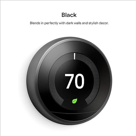 Google Nest Learning Thermostat - Black Black Thermostat Only