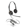 Poly - EncorePro 525 USB-A and USB-C USB Headset (Plantronics) - Acoustic Hearing Protection - Hold & Call Answer Buttons - Dual Ear Wearing Style,Black