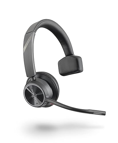 Poly (Plantronics + Polycom) Voyager 4310 UC Wireless Headset (Plantronics) - Single-Ear w/Mic Connect to PC/Mac via USB-A Bluetooth Adapter, Works with Teams (Certified), Zoom & More, Black USB-A Bluetooth Adapter Headset (Teams Version)