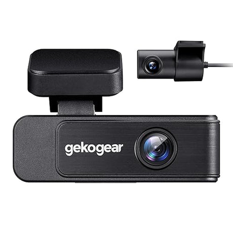 GekoGear Orbit D410 Dual Channel Dash Cam - 4K Front Camera, 1080P Rear Camera, 1.5” Display, G-Sensor, Wi-Fi, Includes 32GB MicroSD Card, Supports up to 256GB Storage