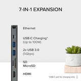 Plugable 7-in-1 USB C Hub Multiport Adapter with Ethernet Driverless Compatibility with Mac, Windows, iPhone 15, Chromebook, USB4, Thunderbolt, 100W Charging, Ethernet, 4K60Hz HDMI, 2X USB, SD/microSD