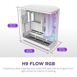 NZXT H9 Flow RGB (2025) Dual-Chamber Mid-Tower Case w/RGB Fans - All White