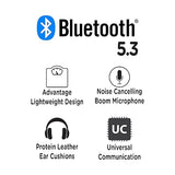Morpheus 360 Advantage Stereo Wireless Headset with Detachable Boom Microphone - Bluetooth Headphones with 2.4GHz Receiver-Dongle - UC Compatible - 20 Hour Talk-Playtime - USB HS6500SBT