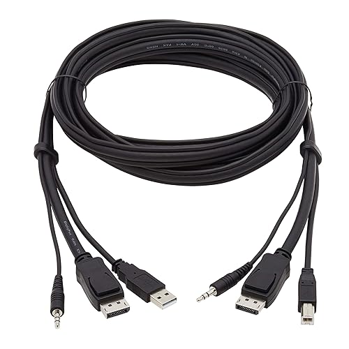 TRIPP LITE P783-010 Tripp Lite DisplayPort KVM Cable Kit, 3 in 1-4K DisplayPort, USB, 3.5 mm Audio (3xM/3xM), 4:4:4, 10 ft., Black,