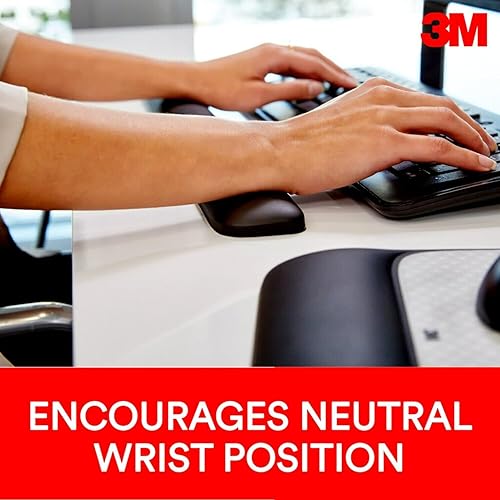 3M Keyboard Wrist Rest, 19 Long, Black Satin, Ergonomic Gel Wrist Rest for Keyboards