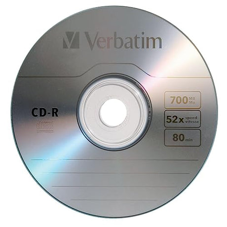 VERBATIM 97955 CD-R 700MB 80 Minute 52x Recordable Disc - 10 Pack Bulk Box, Blue Standard Packaging 10-Disc Box Silver