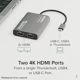 Plugable USB C to HDMI Adapter, Dual Monitor 4K 60Hz for Apple Mac M1/M2/M3, DisplayLink Multiple Displays for Thunderbolt MacBook or iMac, Driver Required (USBC-6950M)