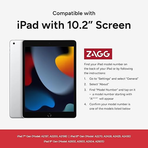 ZAGG - Pro Keys Wireless Keyboard with Trackpad and Detachable Case - Compatible with The Apple iPad 10.2(Gen 7,8,9) - Charcoal iPad 10.2 w/ Trackpad