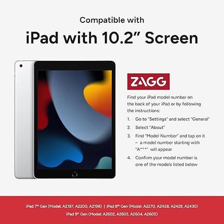 ZAGG - Pro Keys Wireless Keyboard with Trackpad and Detachable Case - Compatible with The Apple iPad 10.2(Gen 7,8,9) - Charcoal iPad 10.2 w/ Trackpad