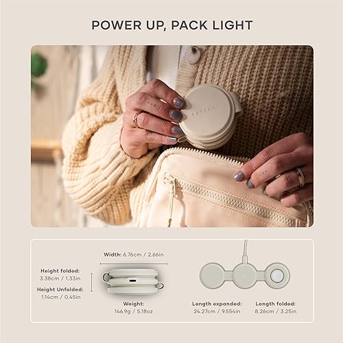 Satechi OntheGo™ 3 in 1 Wireless Charger, Qi2 Portable Charger with 15W Fast Charging for iPhone, 5W for Apple Watch, and 5W for AirPods, Magnetic Travel Charging Station – Sand 3 in 1 Charger Sand