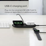 Belkin 2-in-1 Wireless Charging Pad w/ Qi2 15W + Additional USB-C Port - MagSafe-Compatible Charger, Charging Station for iPhone 16 & 15 Series, Samsung Galaxy S25 Series, AirPods, & More - Black Black 2 in 1 Pad (New)