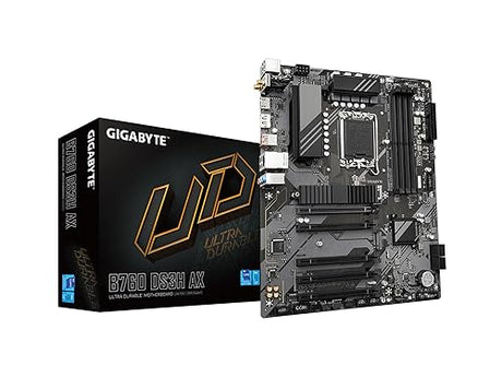 GIGABYTE B760 DS3H AX (rev. 1.x) LGA 1700 Intel B760 ATX Motherboard with DDR5, 2* M.2, PCIe 4.0, USB 3.2 Gen 2 Type-C, WiFi 6E Realtek GbE LAN, Q-Flash Plus, PCIe EZ-Latch