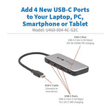 Tripp Lite Series 4-Port USB-C Hub, USB 3.2 Gen 2, 10 Gbps Data Transfer, 100W PD USB-C Charging Hub, Thunderbolt 3 Compatible, Plug-and-Play, Travel-Sized, 3-Year Warranty (U460-004-4C-G2C)