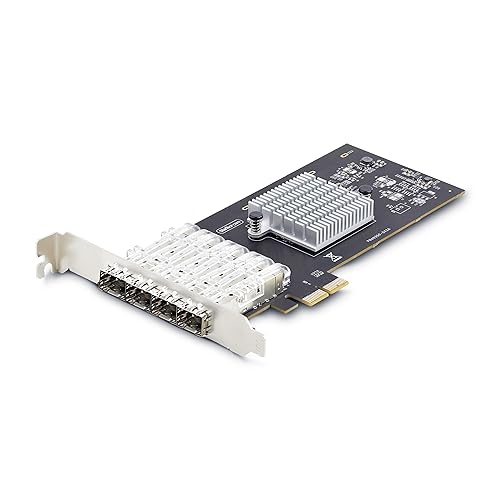 StarTech.com 4-Port GbE SFP Network Card, PCIe 2.0 x2, Intel I350-AM4 4X 1GbE Controller, 1000BASE Copper/Fiber Optic, Quad-Port Gigabit Ethernet NIC, Desktop/Server Backplanes (P041GI-NETWORK-CARD)