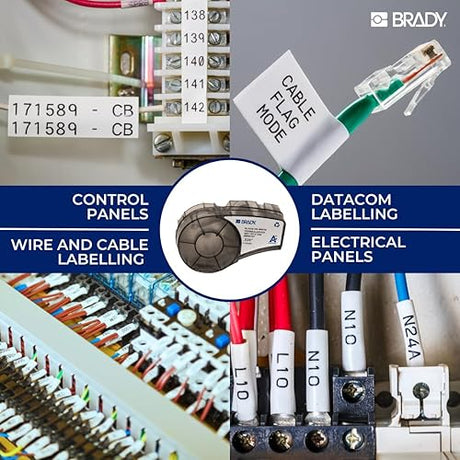 Brady M21-375-C-342 7' Length, 0.645 Width, B-342 Permasleeve Heat-Shrink Polyolefin, Black on White Color PermaSleeve Markers for BMP 21 Mobile Printer and IDPAL