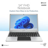 Supersonic SC-5514WNB 14-inch FHD Notebook Laptop, Intel Celeron N4120, 128GB Storage, 4GB RAM, Windows 11, 14 IPS Display, Bluetooth, Microsoft Office Trial, 2.0 Camera, Mini HDMI, Wi-Fi