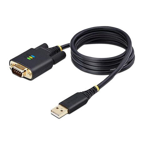 StarTech.com 3ft (1m) USB to Serial Adapter Cable, COM Retention, FTDI, USB-A to DB9 RS232, Interchangeable DB9 Screws/Nuts