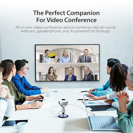 j5create 360 All Around AI-Powered Conference Room Camera with Speakerphone, Smart-Tracking, Auto-Framing, Include a Remote Control (JVU368)
