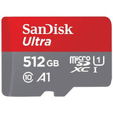 SanDisk 512GB Ultra microSDXC UHS-I Memory Card with Adapter - Up to 150MB/s, C10, U1, Full HD, A1, MicroSD Card - SDSQUAC-512G-GN6MA 512GB Memory Card Only