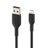 Belkin BoostCharge Braided Lightning Cable - 3.3ft/1M - MFi Certified Apple iPhone Charger USB to Lightning Cable - iPhone Cable - iPhone Charger Cord - Apple Phone Charger - Black Black 3.3 FT 3.3 ft Cable