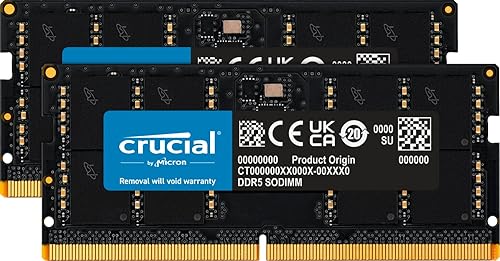 Crucial RAM 32GB Kit (2x16GB) DDR5 5600MHz (or 5200MHz or 4800MHz) Laptop Memory CT2K16G56C46S5, Black 32GB Kit (2x16GB) 5600MT/s