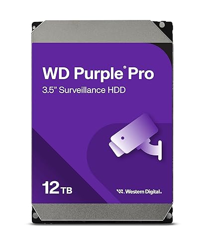 Western Digital 12TB WD Purple Pro Surveillance Internal Hard Drive HDD - SATA 6 Gb/s, 512 MB Cache, 3.5 - WD122PURP