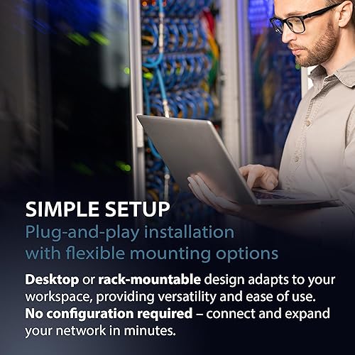 D-Link 16 Port Fast Ethernet Switch Unmanaged 10/100 Mbps Desktop Rackmount Plug and Play Metal Housing Fanless Design EEE (DES-1016D)