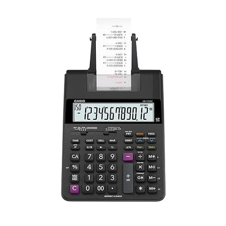 Casio HR-170RC Printing Calculator, Black, 2.6 x 6.5 x 11.6