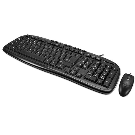 Adesso AKB-133CB - Keyboard and Mouse Combo, Wired, Desktop Keyboard, Ambidextrous Mouse, Multimedia Hotkeys - Compatible for Desktop/PC/Windows XP/7/8/10