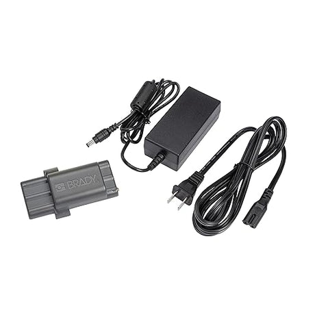 Brady m210 printer accessories power kit, lithium-ion battery and ac adapter (kit m210-pwr). for use with m210, m210-lab, and bmp21-plus printers, black, large