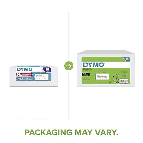 DYMO Authentic LabelWriter Multi-Purpose Labels for LabelWriter Label Printers, White, 1'' x 2-1/8'' (30336), 24 Rolls of 500