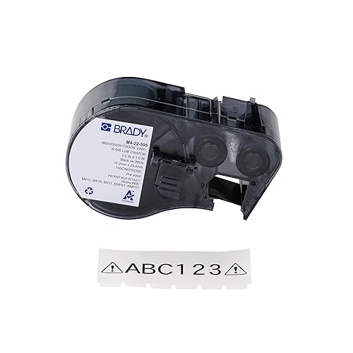 Brady Authentic (M4-17-595) All-Weather Permanent Adhesive Vinyl Labels 0.5 H x 1 W Black on White, 360 Labels. for use with BMP41, BMP51, M410, M510, and M511 Label Printers.