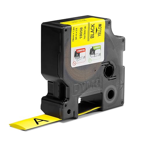 DYMO Rhino Industrial Heat-Shrink Labels, 3/4 Tube, Black Print on Yellow Black on Yellow 3/4 (19MM)