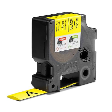 DYMO Rhino Industrial Heat-Shrink Labels, 3/4 Tube, Black Print on Yellow Black on Yellow 3/4 (19MM)