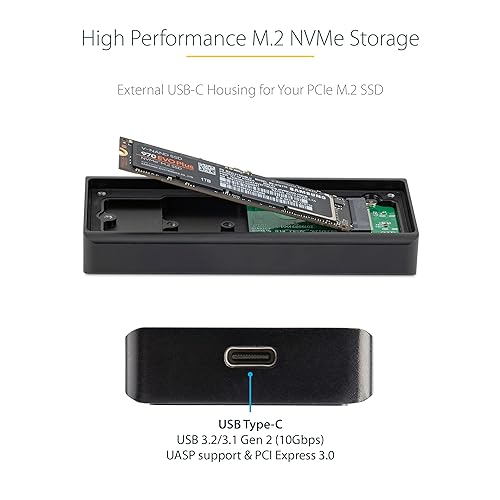 StarTech.com Aluminium USB-C Enclosure Storage Housing Case For M.2 NVMe PCIe SSD