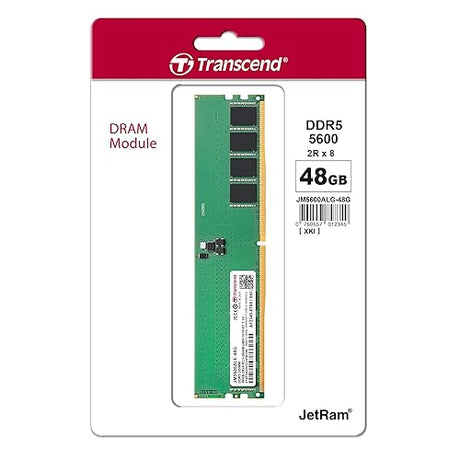 Transcend 48GB DDR5 5600 U-DIMM 2Rx8 1.1V, RAM, Desktop Memory Module - JM5600ALE-48G