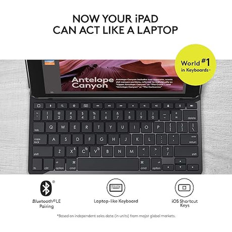 Logitech Slim Folio with Integrated Bluetooth Keyboard for iPad (5th and 6th Generation) Tablet Keyboard