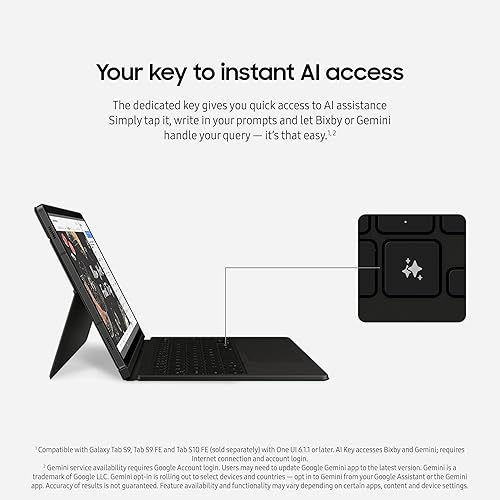SAMSUNG Galaxy Tab S9 | S9 FE | S10 FE, FE Book Cover Keyboard AI Key for Galaxy Tab S10 FE, Detachable Platform, PC-Like Experience, Wireless Keyboard Sharing, Black