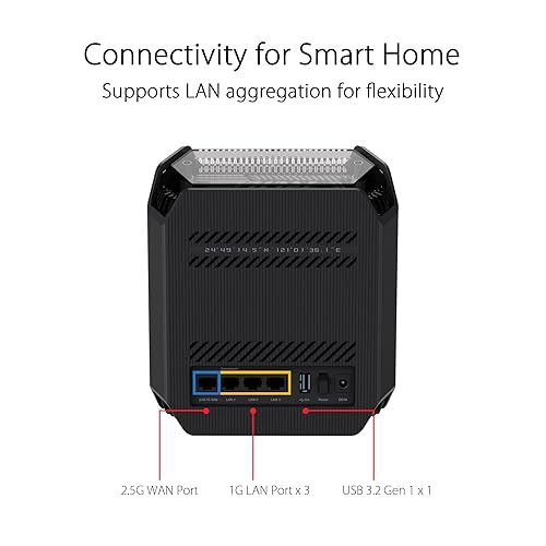 ASUS ROG Rapture GT6 (2PK) AX10000 Tri-Band WiFi 6 Gaming Mesh System, Covers up to 5,800 sq ft, 2.5 Gbps Port, Triple-Level Game Acceleration, UNII 4, Free Lifetime Internet Security, Black Gaming Mesh |Tri-Band| Black Router